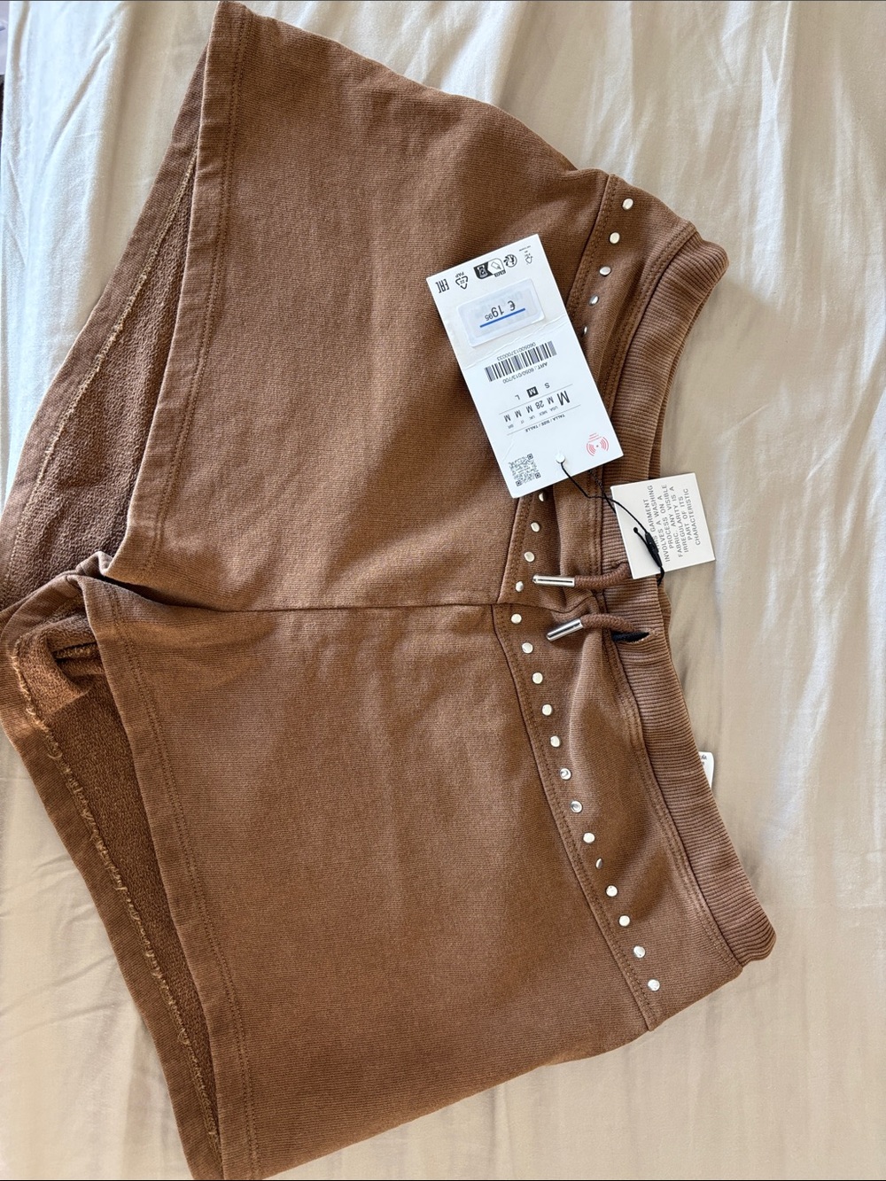ZARA Brown Stud-Accent Casual Shorts